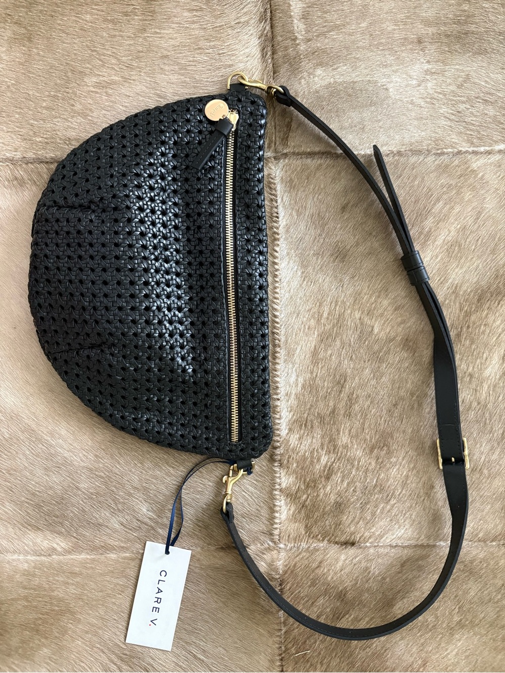 Clare V. Black Rattan Grande Fanny